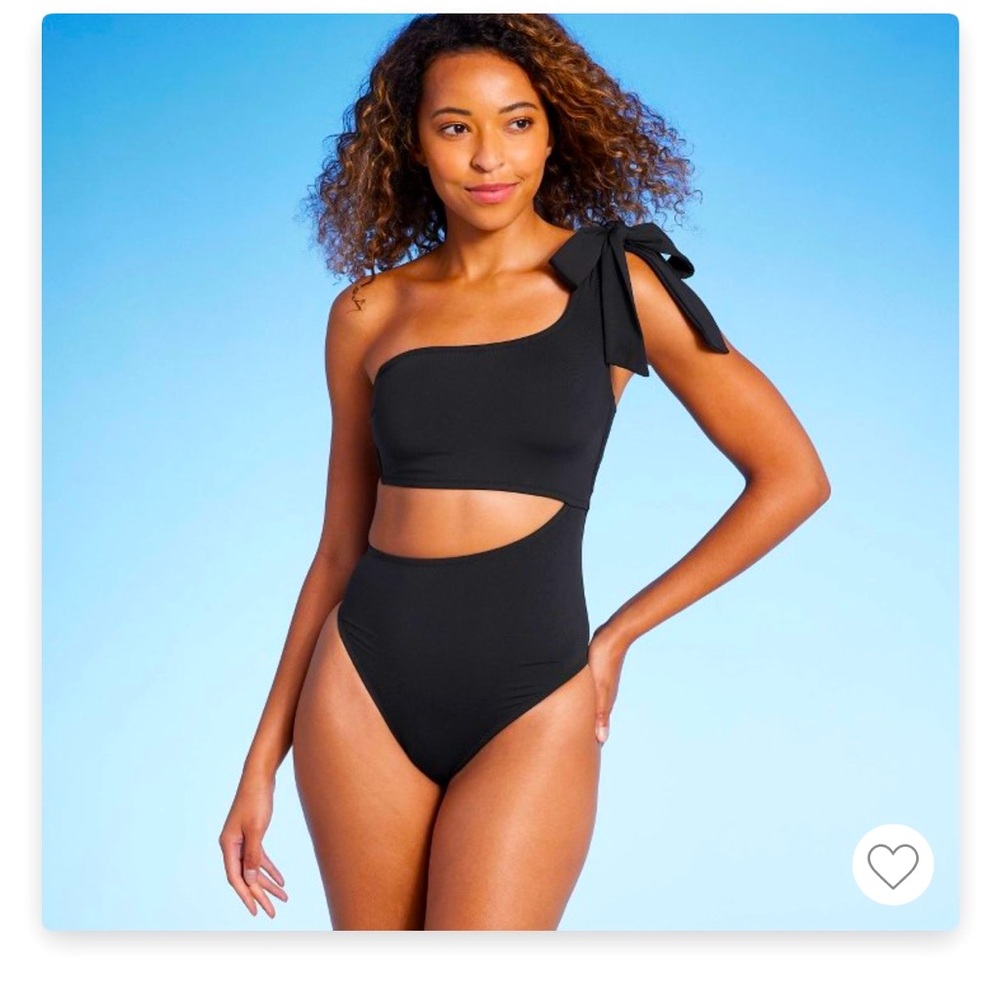 Shade & Shore Women's One Shoulder Bow Cut Out One Piece Swimsuit Small